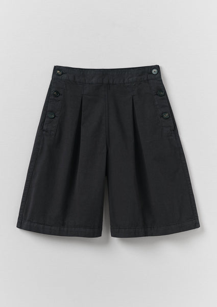 Pleat Front Cotton Twill Shorts | Slate | TOAST
