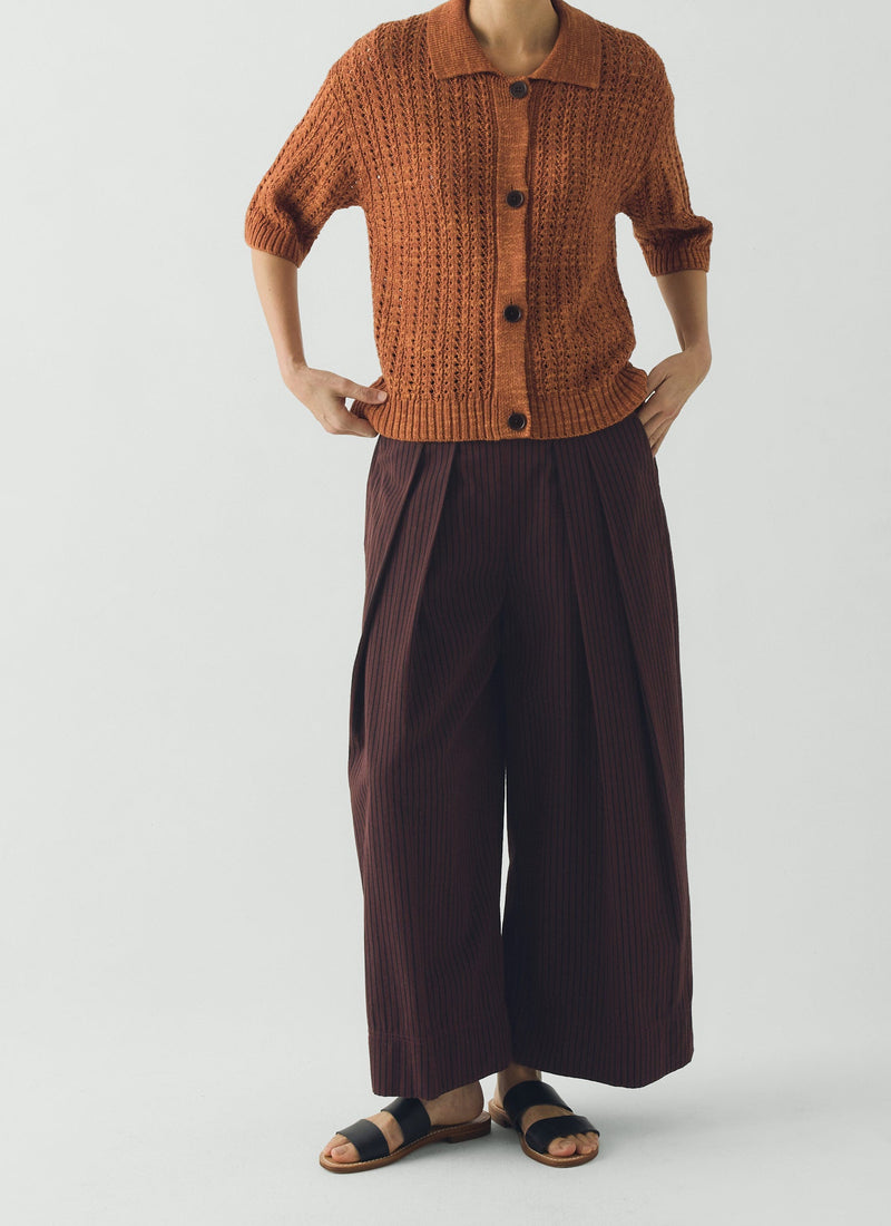 Stripe Fisherman Cotton Pants | Black/Multi
