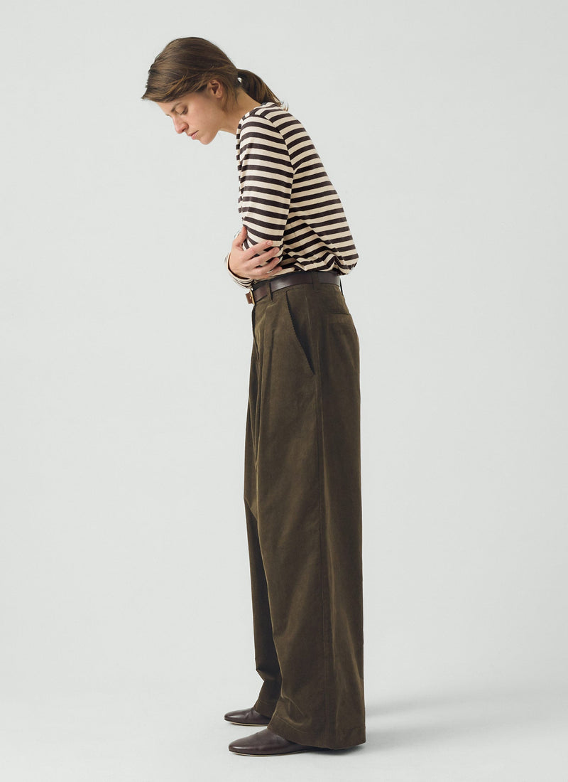 Pleat Front Organic Cord Pants | Tent Green