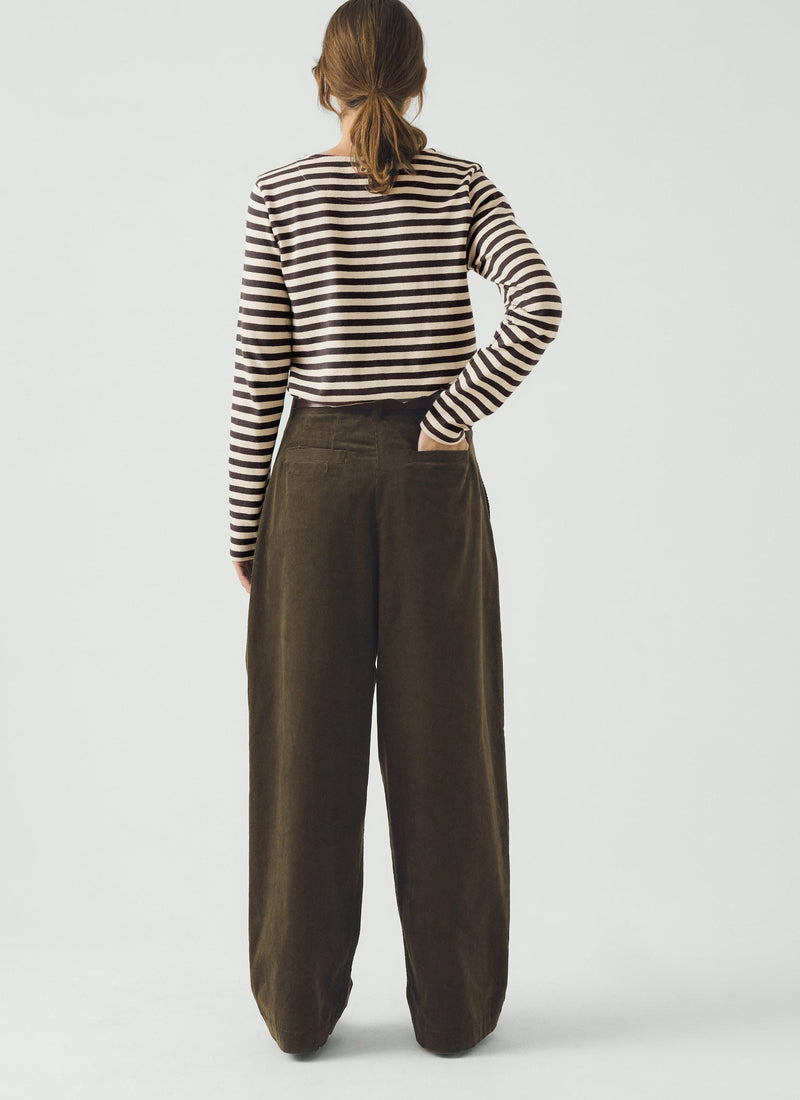 Pleat Front Organic Cord Pants | Tent Green