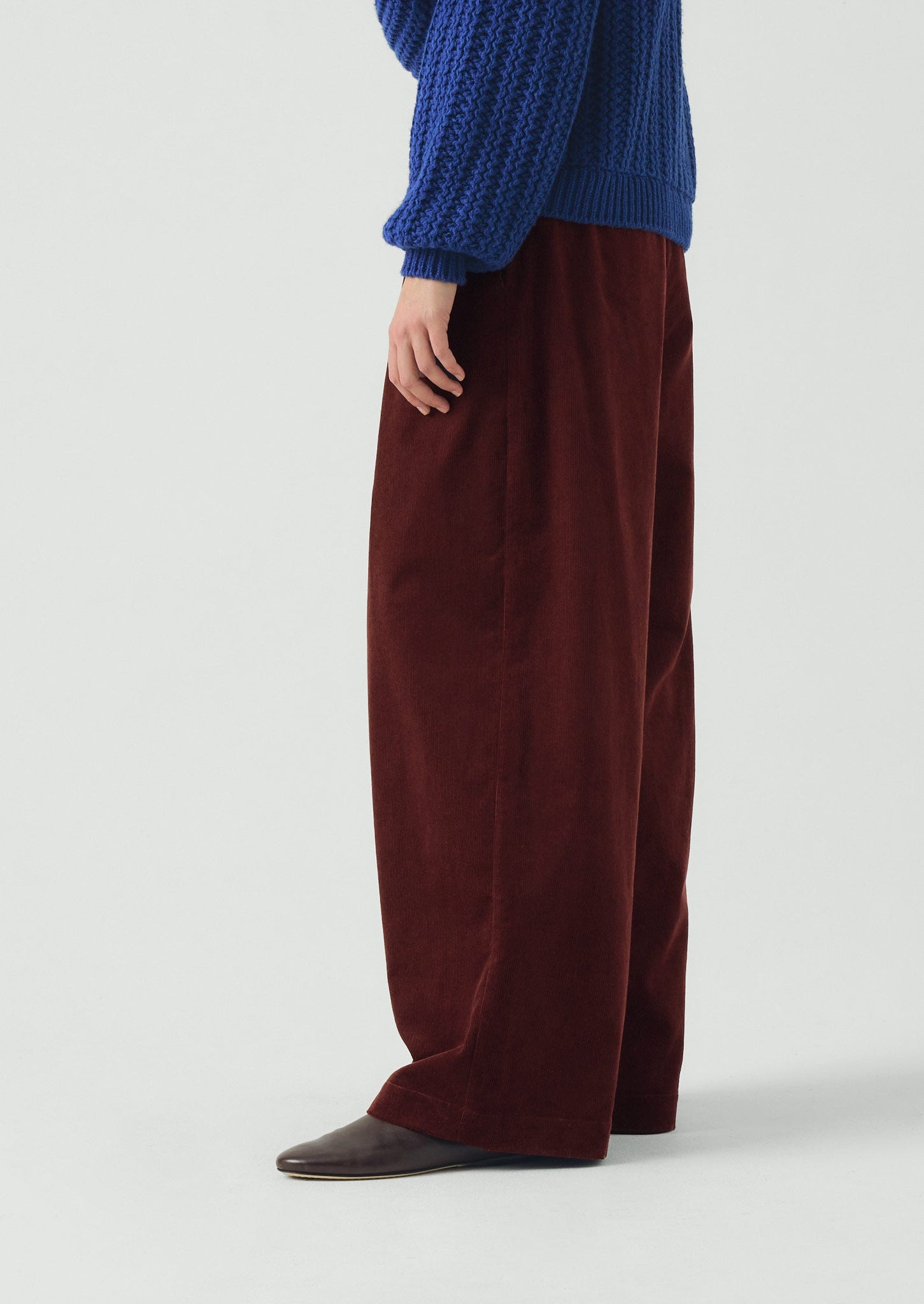 Pleat Front Organic Cord Pants | Beetroot