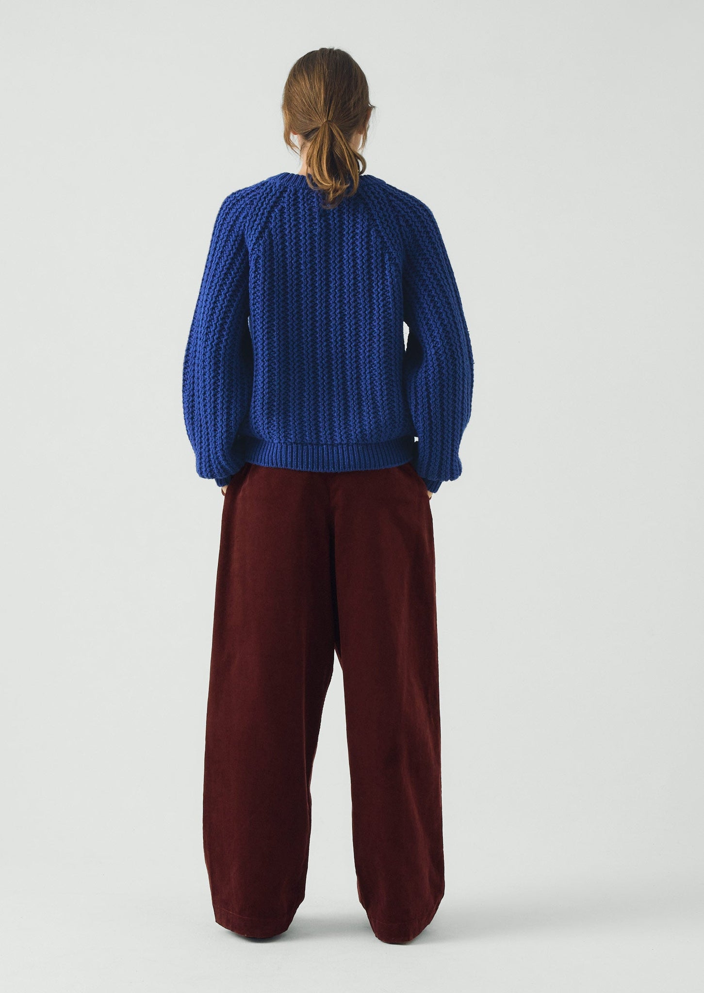 Pleat Front Organic Cord Pants | Beetroot