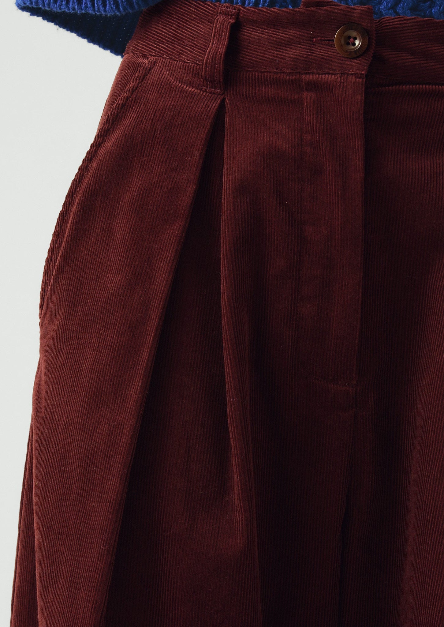Pleat Front Organic Cord Pants | Beetroot