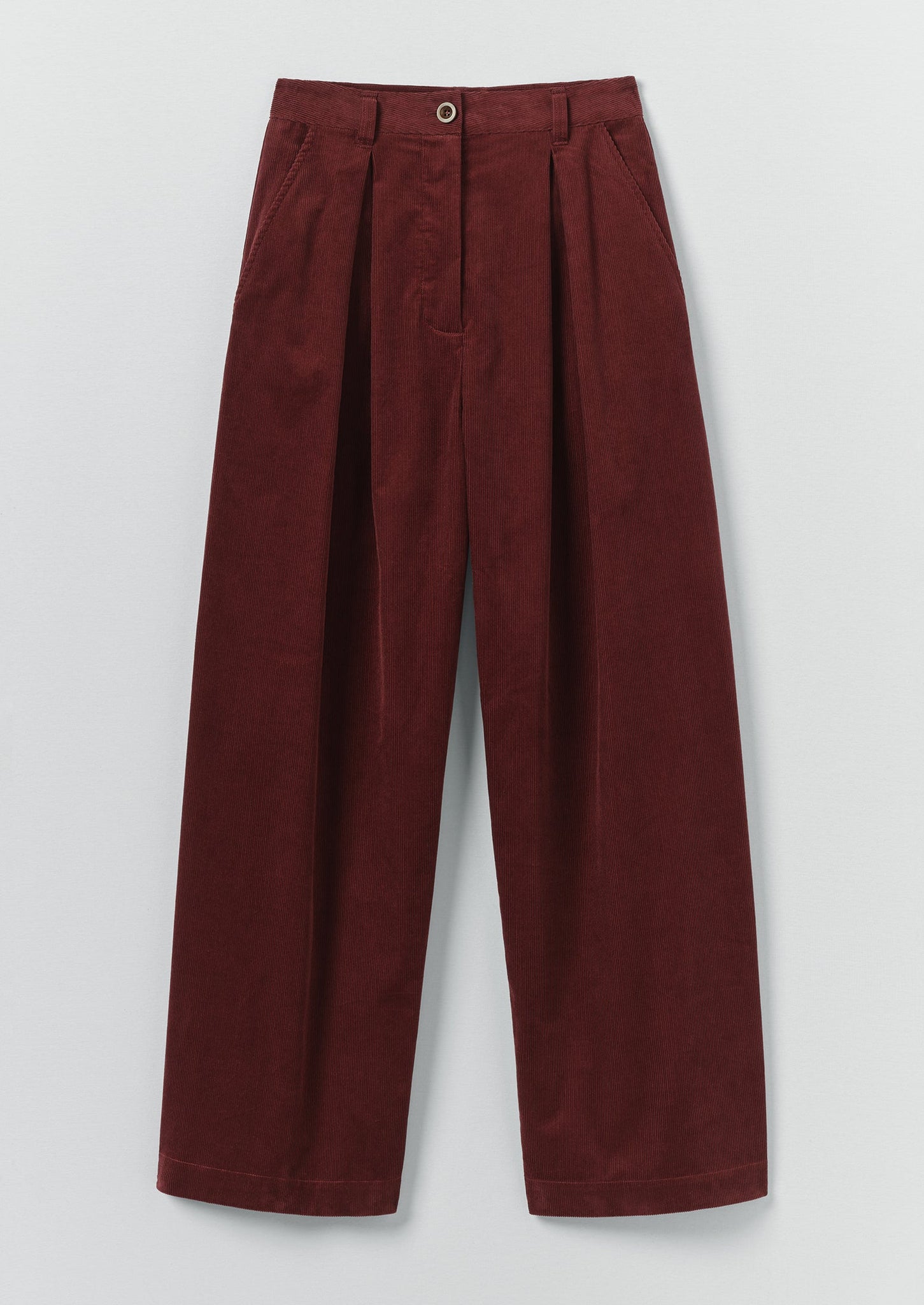 Pleat Front Organic Cord Pants | Beetroot