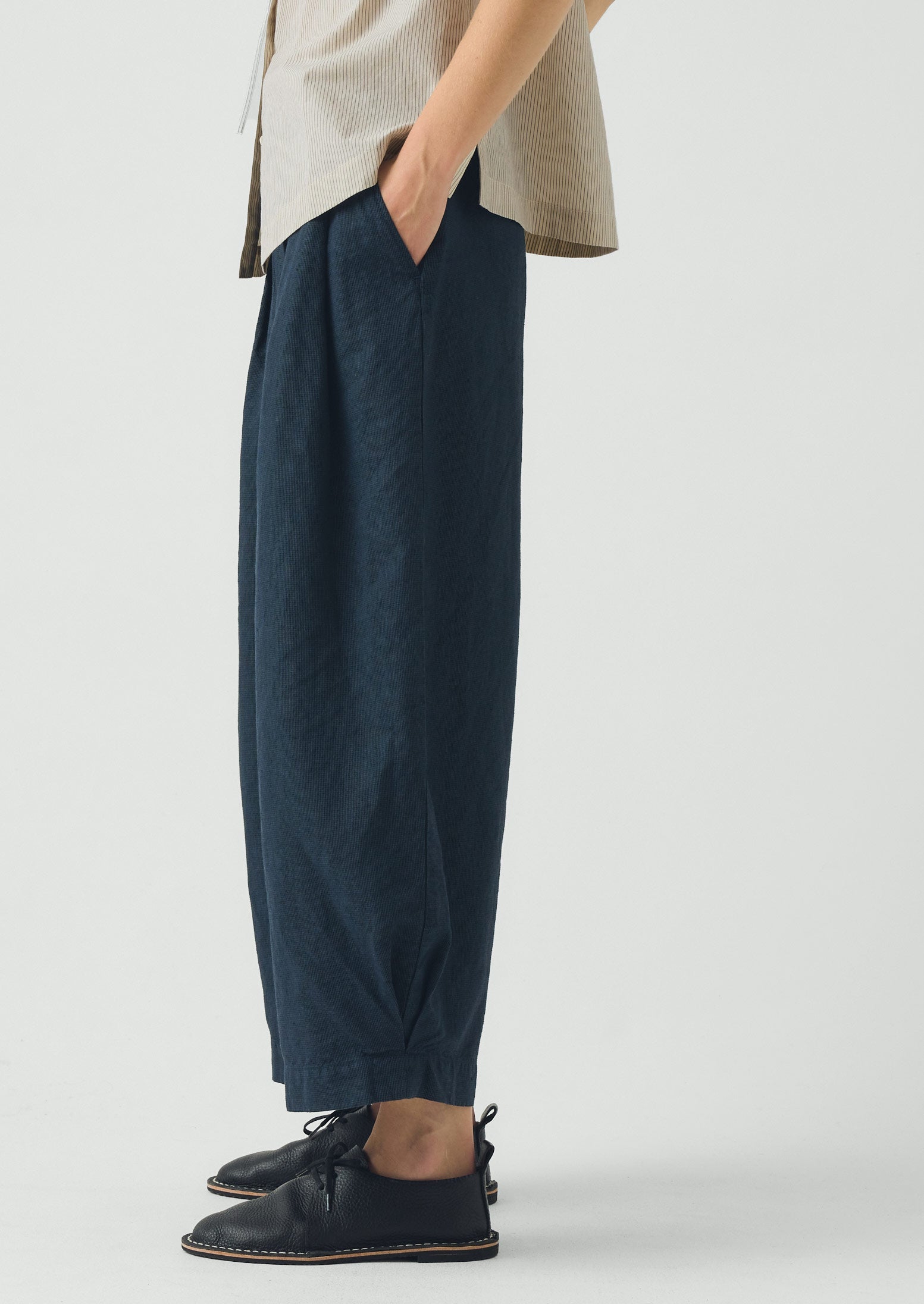 Carys Micro Houndstooth Wide Leg Pants | Steel Blue | TOAST
