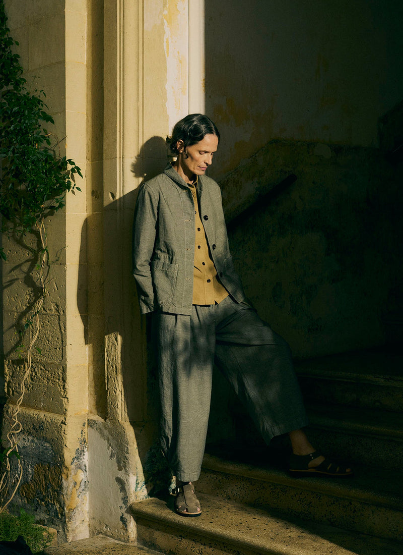 Carys Micro Houndstooth Wide Leg Pants | Vintage White/Black