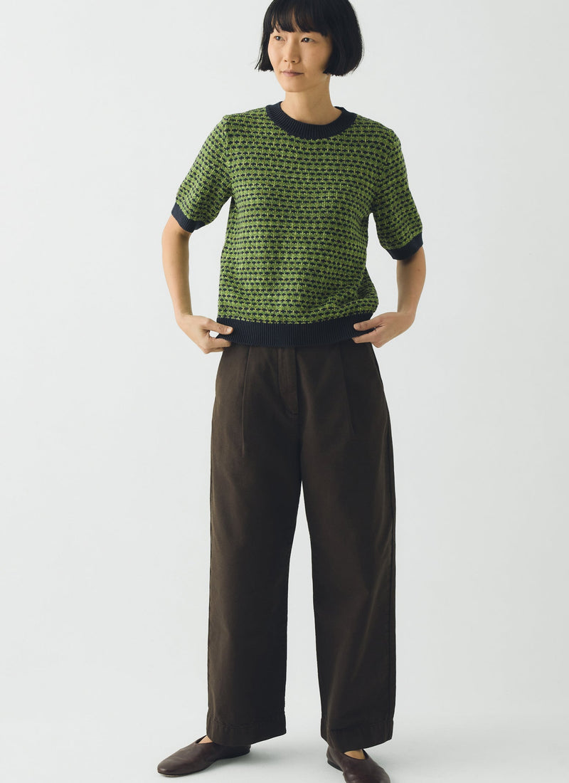 Pleat Front Garment Dyed Cotton Pants | Black Walnut