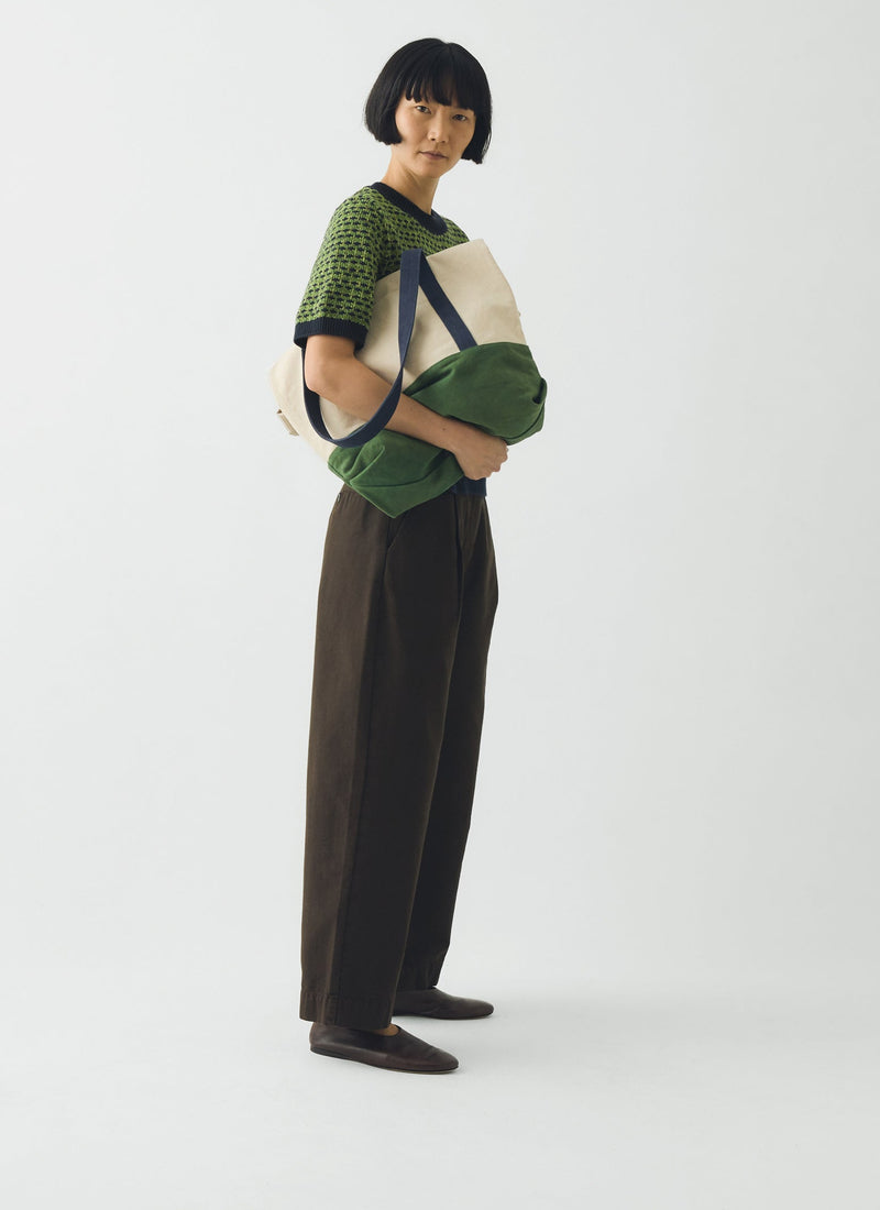 Pleat Front Garment Dyed Cotton Pants | Black Walnut