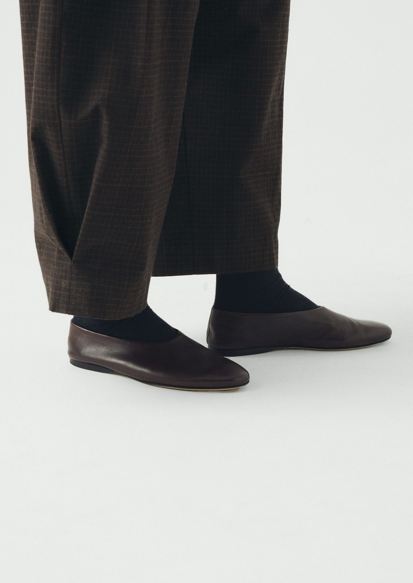 Wide Leg Check Cotton Wool Pants | Slate