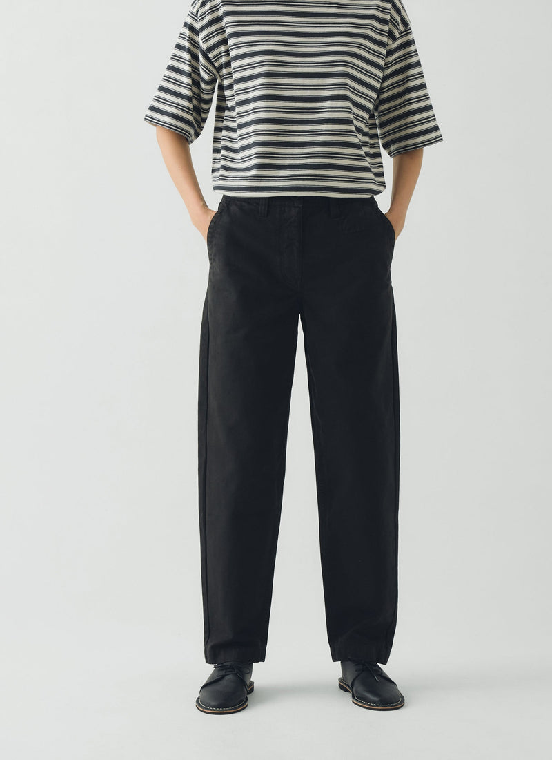 Garment Dyed Cotton Twill Pants | Soft Black