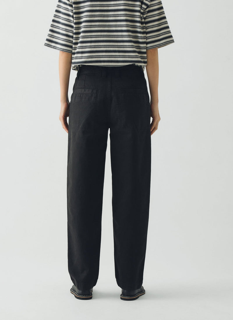 Garment Dyed Cotton Twill Pants | Soft Black