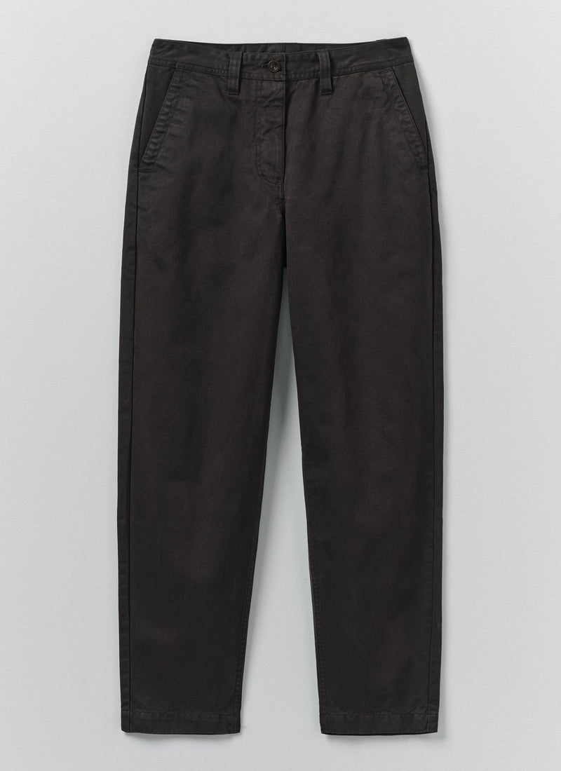 Garment Dyed Cotton Twill Pants | Soft Black