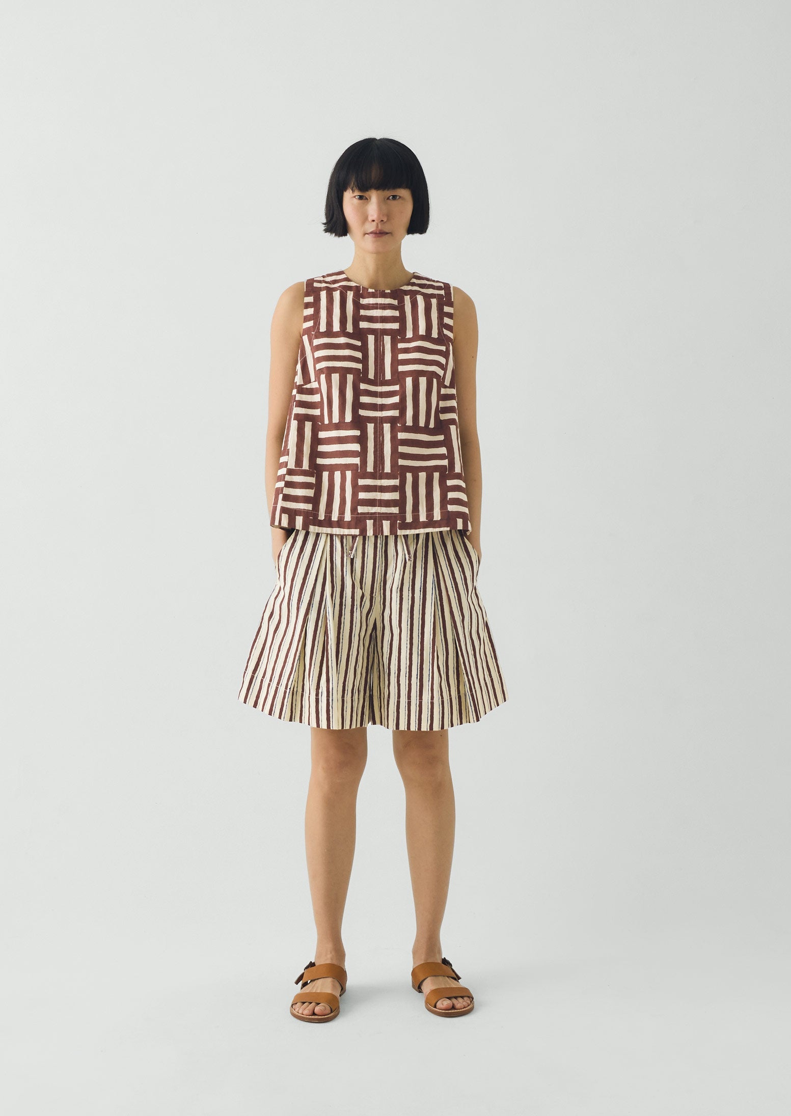 Block Print Sorbet Stripe Shorts | Pastel Lemon | TOAST