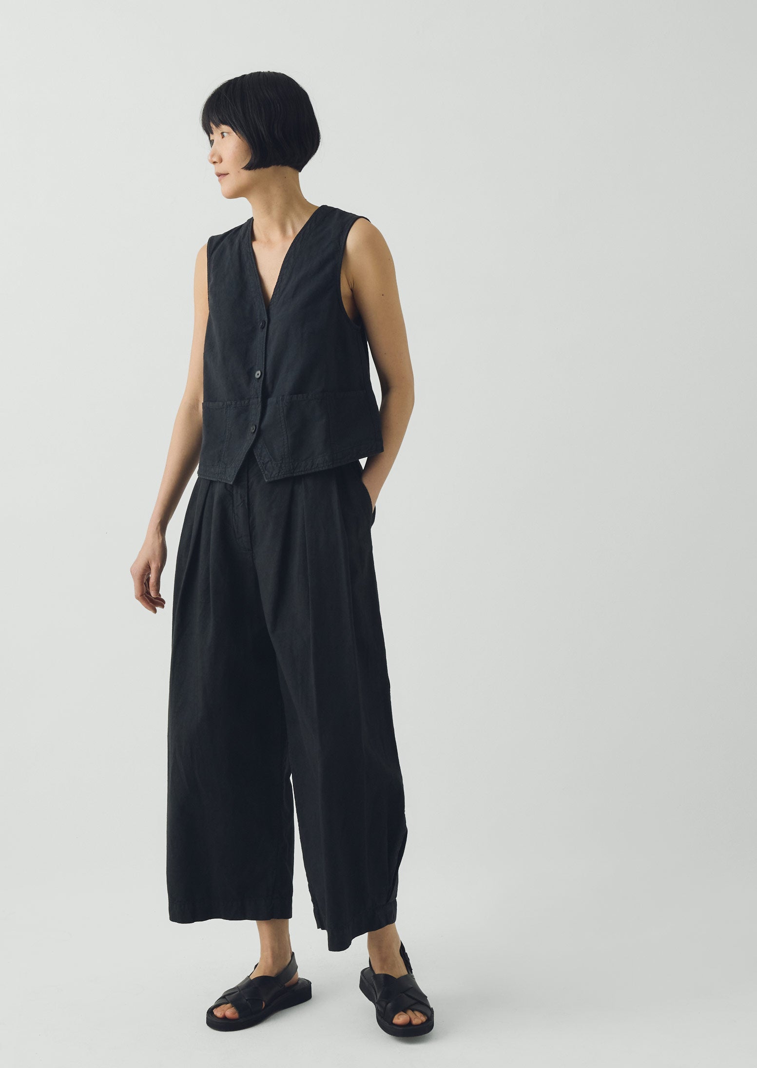 パンツ CANYON CLOTHING Wide leg trousers black Carys Cotton Linen Canvas Wide Leg Pants | Soft Black | TOAST