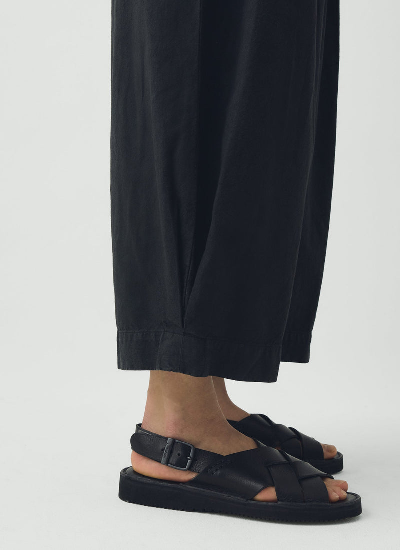 Carys Cotton Linen Canvas Wide Leg Pants | Soft Black
