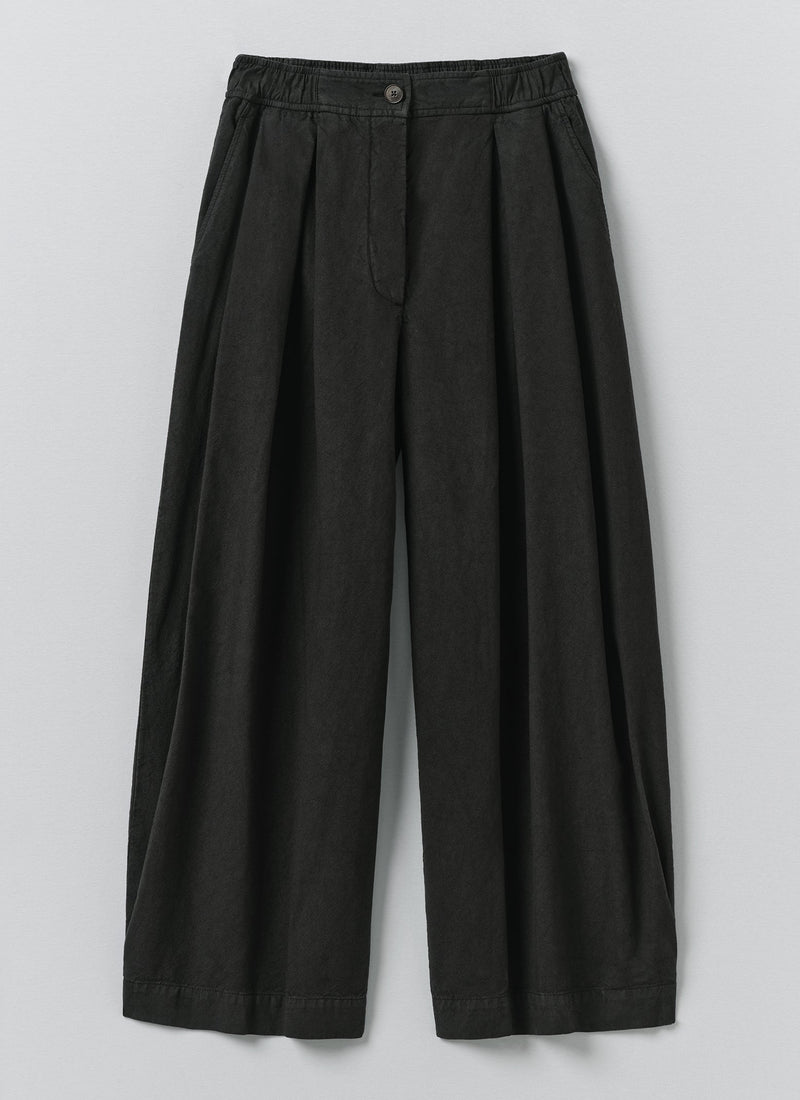 Carys Cotton Linen Canvas Wide Leg Pants | Soft Black