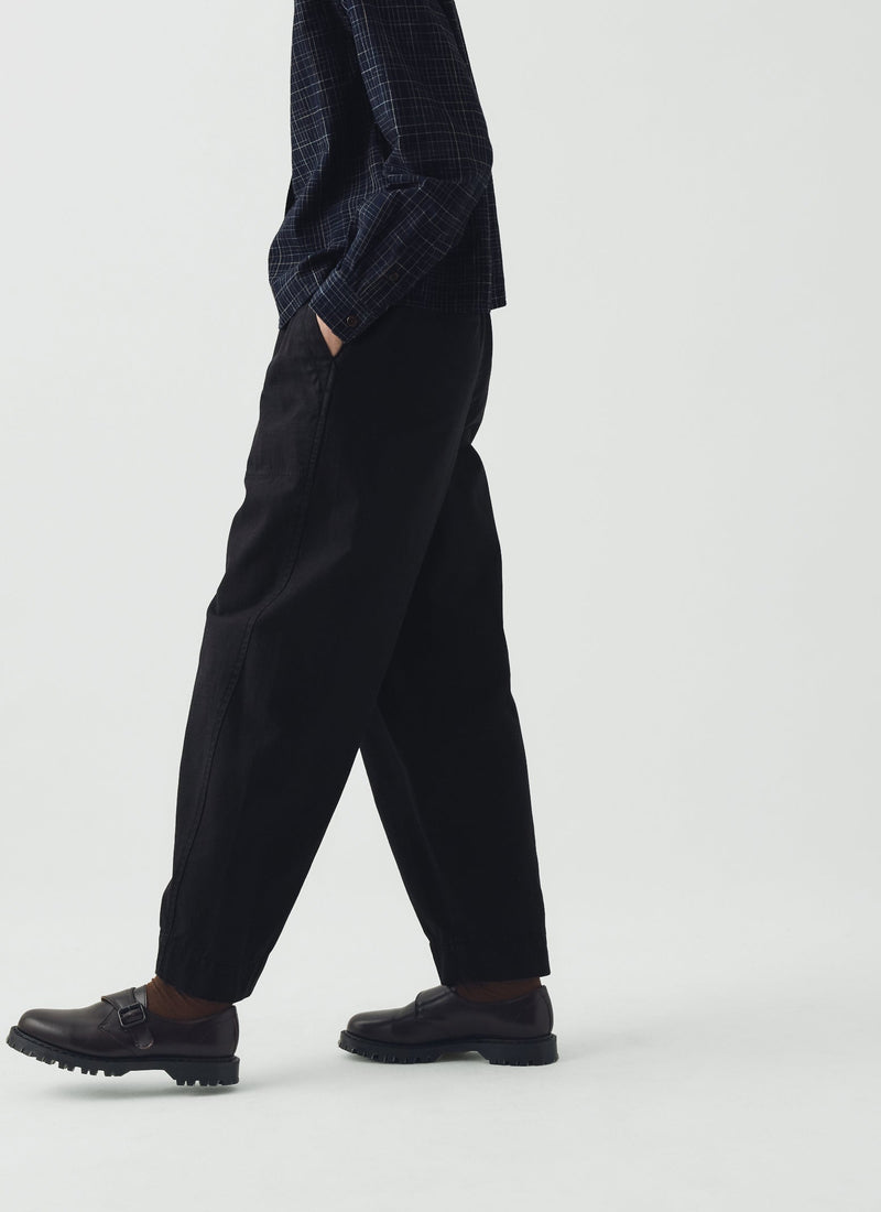 Cotton Twill Pull On Pants | Blue Black