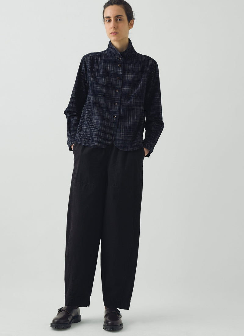 Cotton Twill Pull On Pants | Blue Black