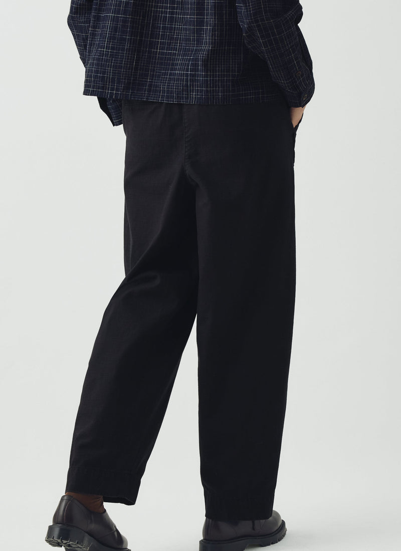 Cotton Twill Pull On Pants | Blue Black