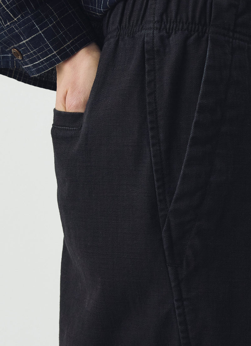 Cotton Twill Pull On Pants | Blue Black