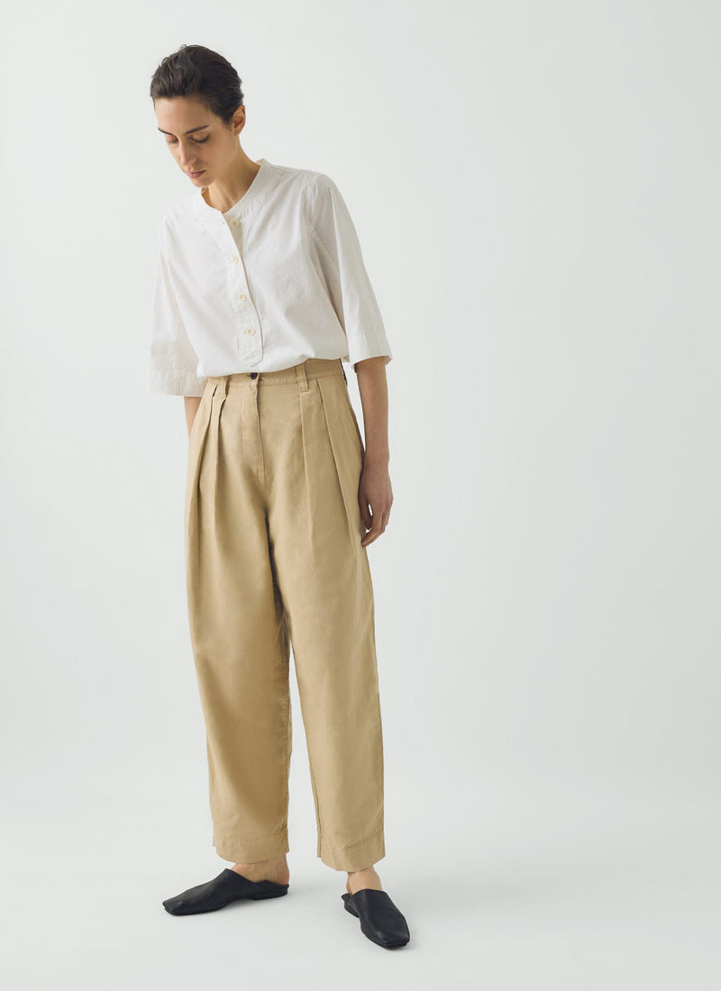 Cotton Linen Pleat Front Pants | Whey