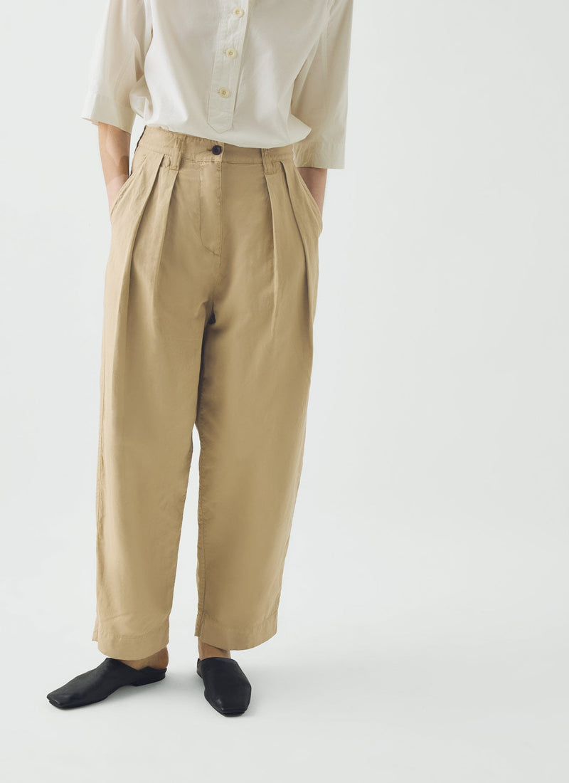Cotton Linen Pleat Front Pants | Whey