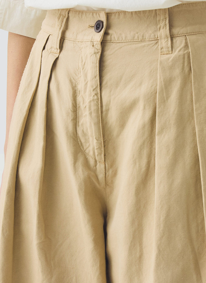 Cotton Linen Pleat Front Pants | Whey