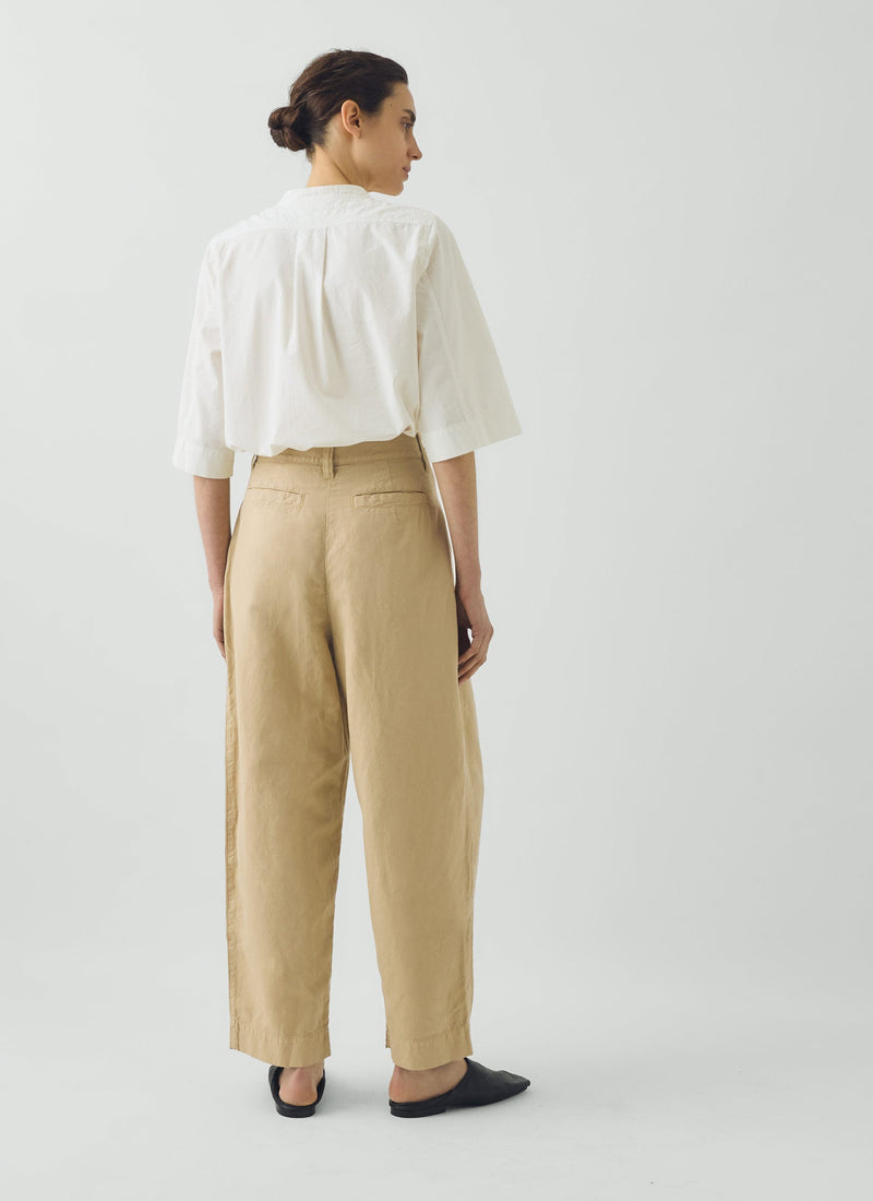 Cotton Linen Pleat Front Pants | Whey