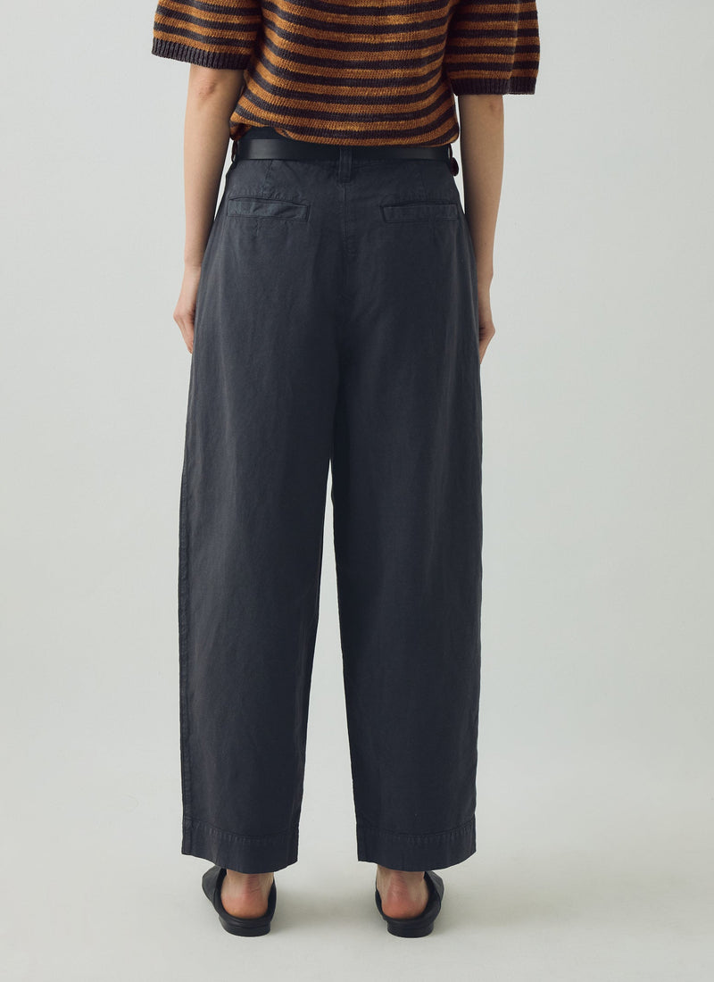Cotton Linen Pleat Front Pants | Slate