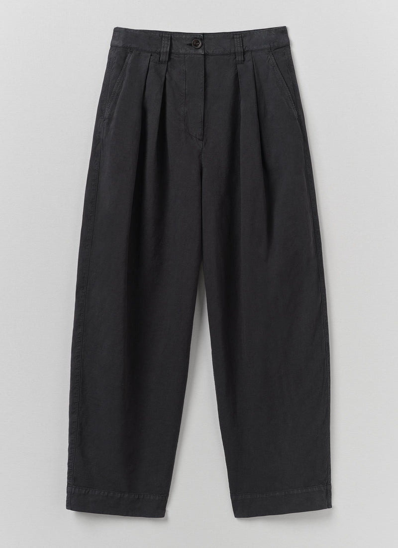 Cotton Linen Pleat Front Pants | Slate