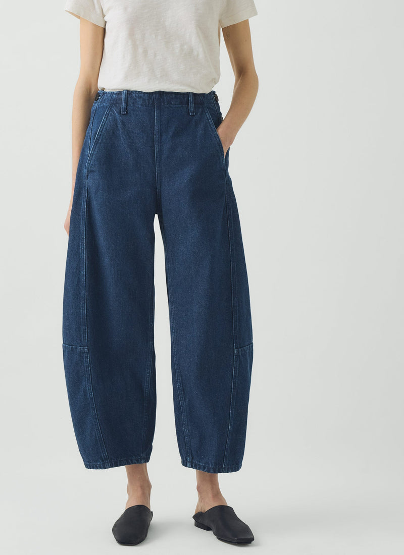 Twisted Seam Cotton Linen Denim Pants | Indigo