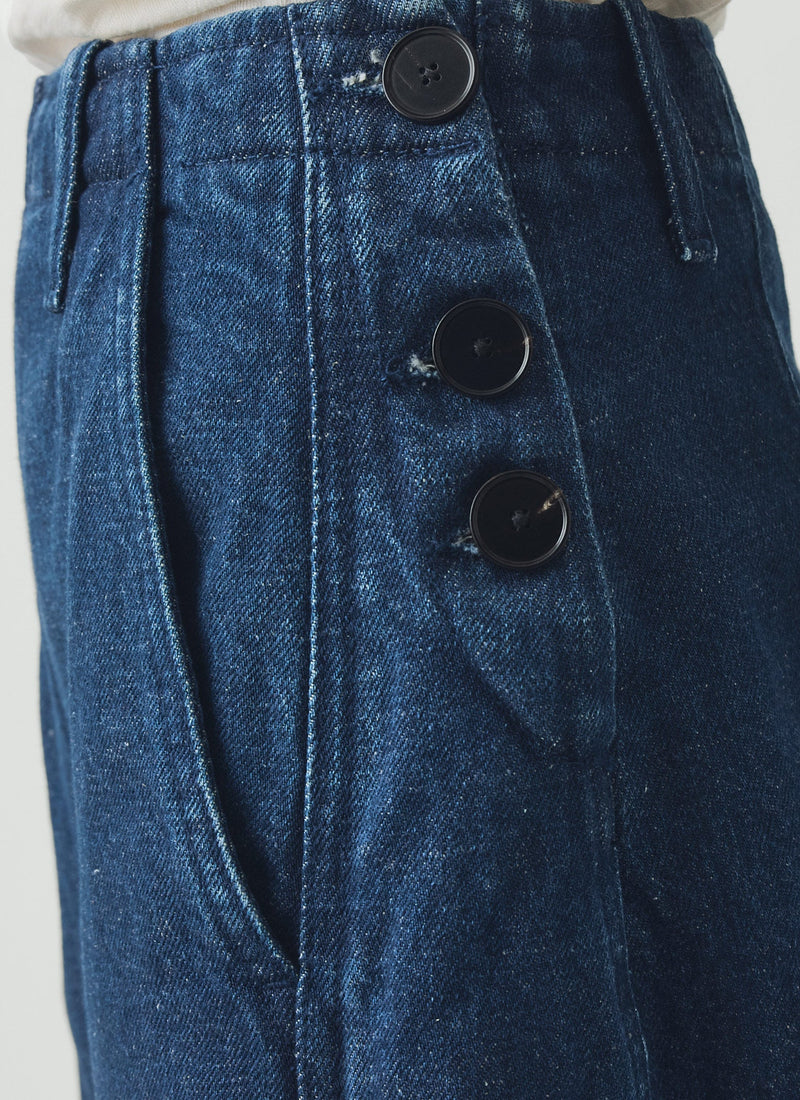 Twisted Seam Cotton Linen Denim Pants | Indigo