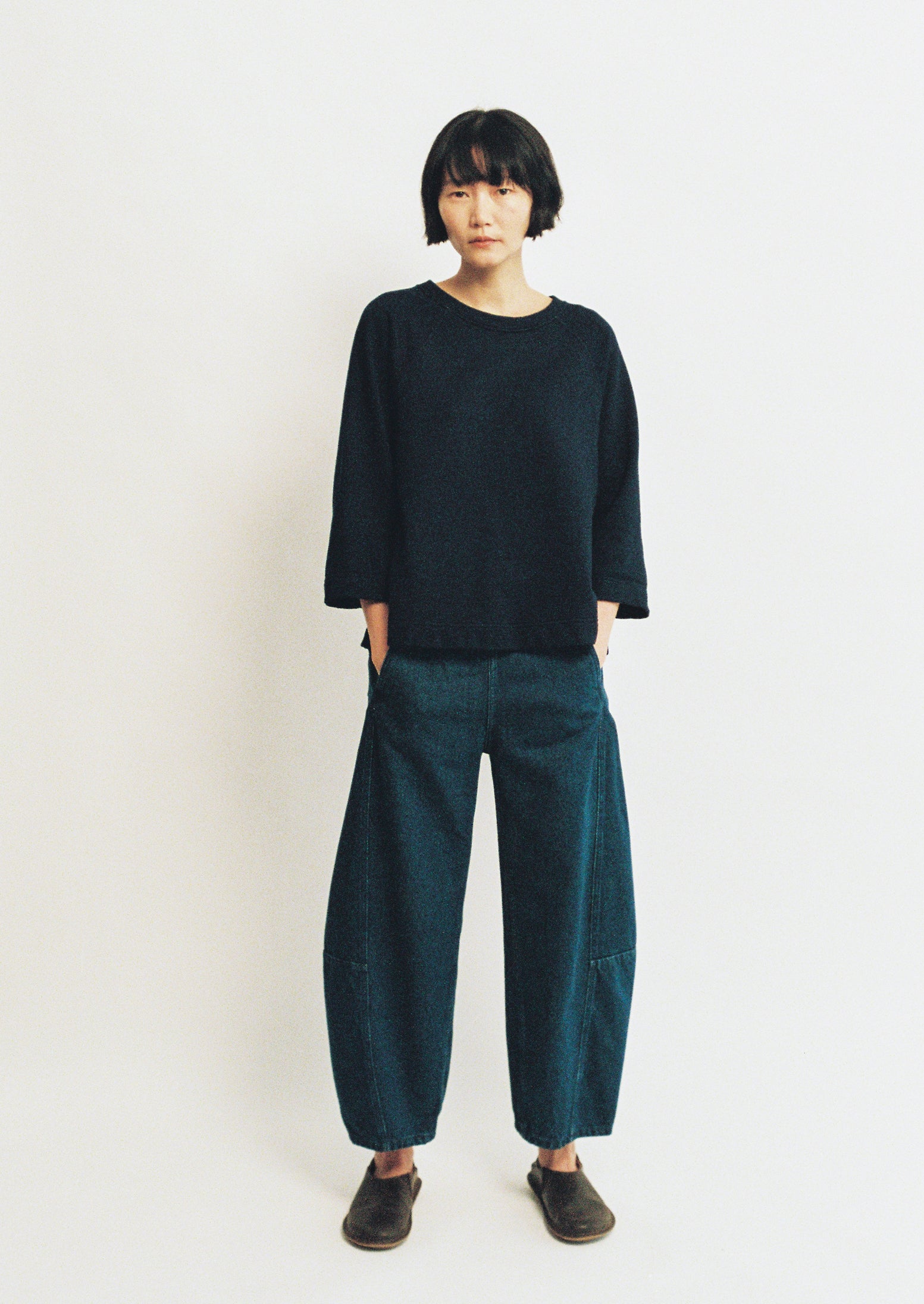Twisted Seam Cotton Linen Denim Pants | Indigo | TOAST Twisted Seam Cotton Linen Denim Pants | Indigo | TOAST
