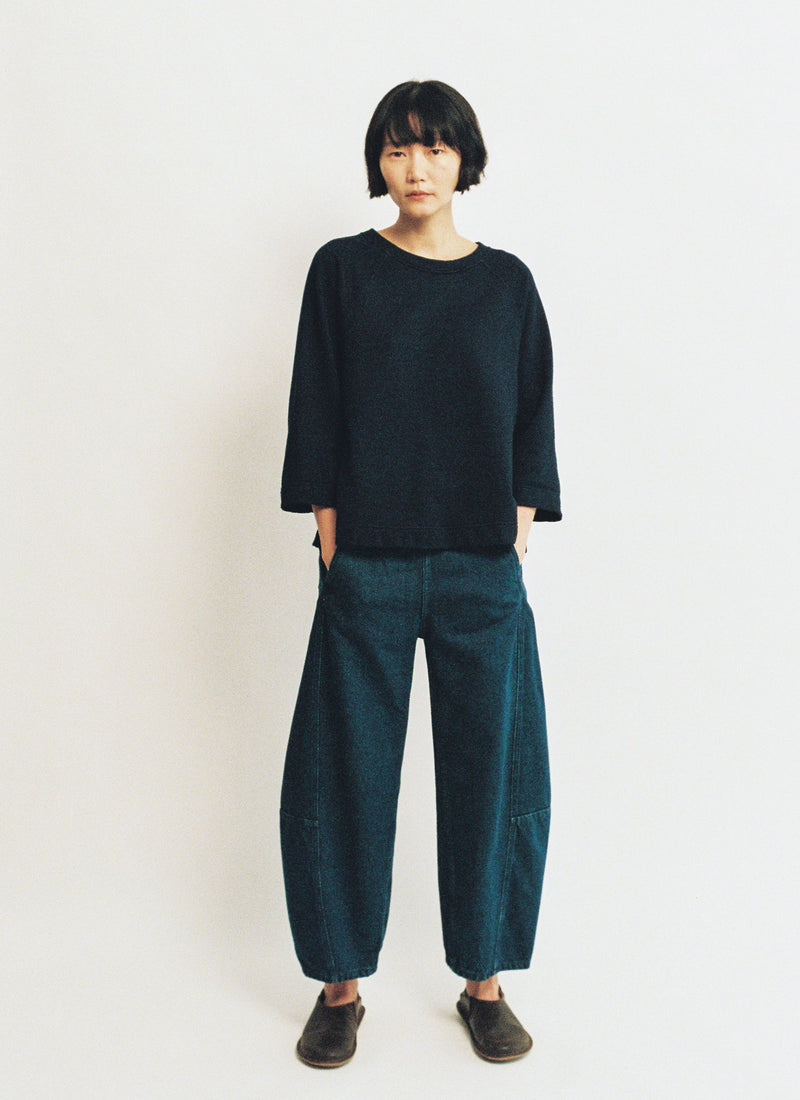 Twisted Seam Cotton Linen Denim Pants | Indigo