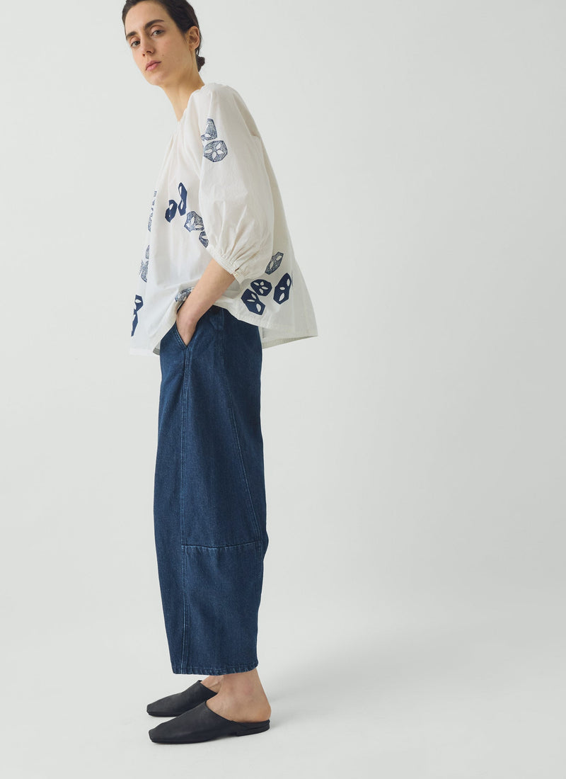 Twisted Seam Cotton Linen Denim Pants | Indigo