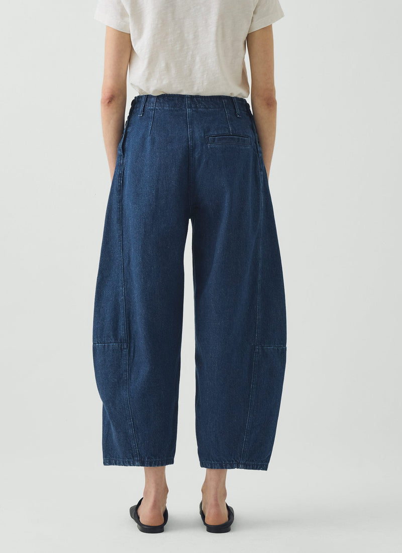 Twisted Seam Cotton Linen Denim Pants | Indigo