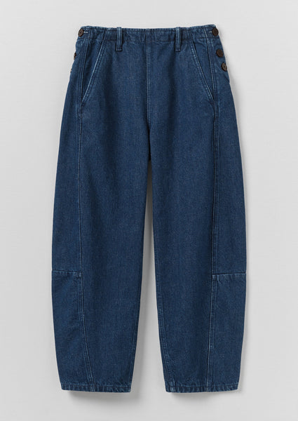 Twisted Seam Cotton Linen Denim Pants | Indigo | TOAST