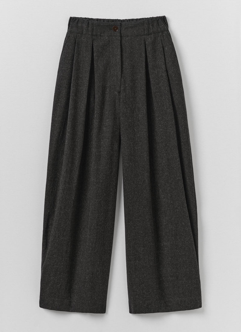 Carys Prince of Wales Check Wide Leg Pants | Charcoal