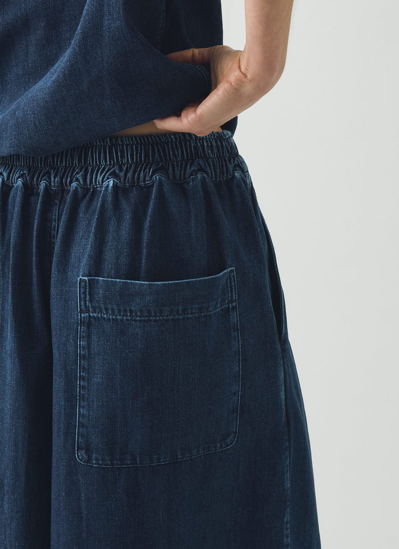 Indigo Denim Pull On Cropped Pants | Indigo