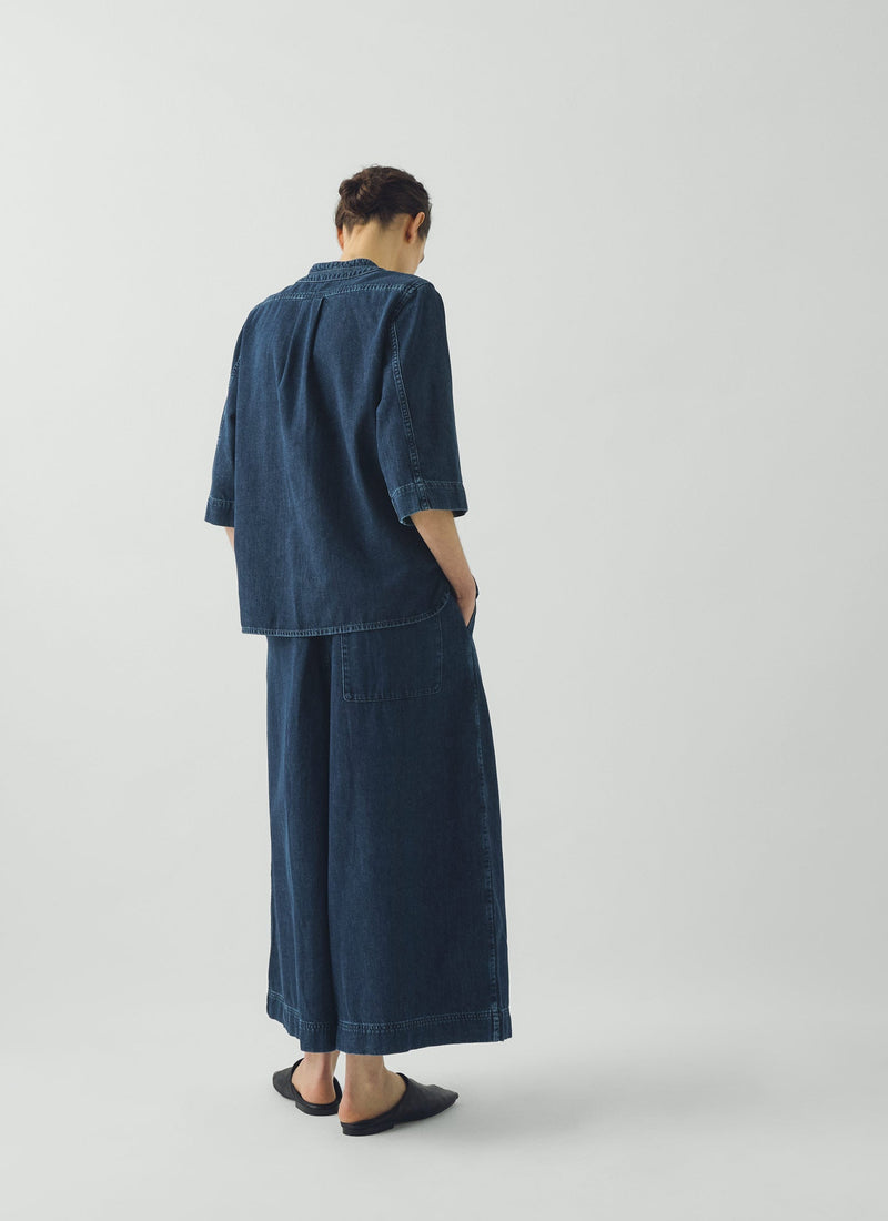 Indigo Denim Pull On Cropped Pants | Indigo