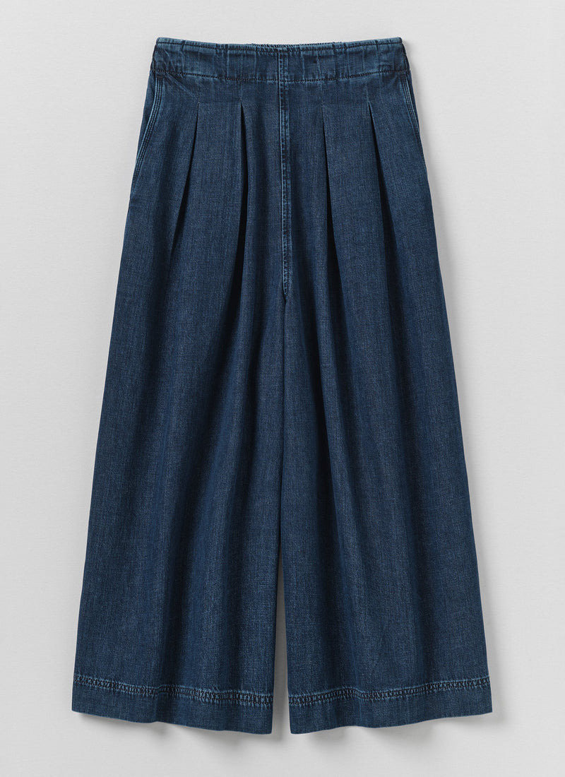 Indigo Denim Pull On Cropped Pants | Indigo