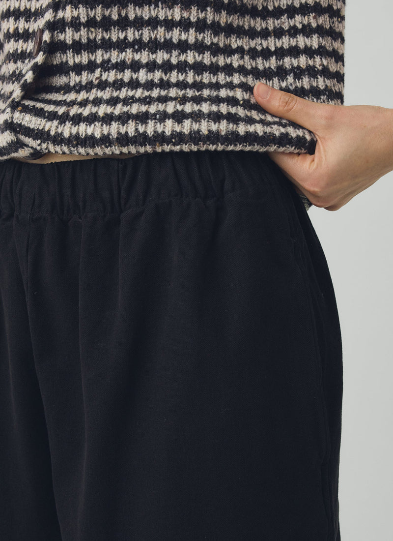 Sculpted Leg Brushed Cotton Canvas Pants | Black