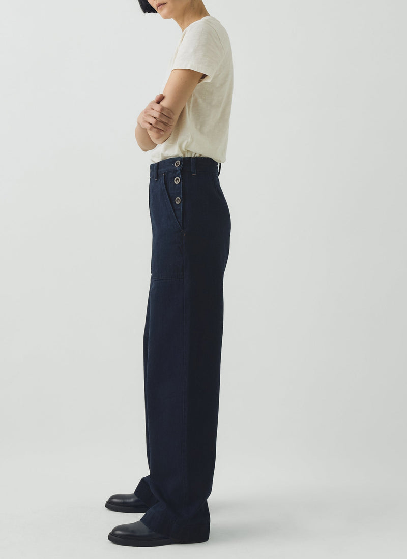 Annie Japanese Indigo Denim Full Length Pants | Indigo
