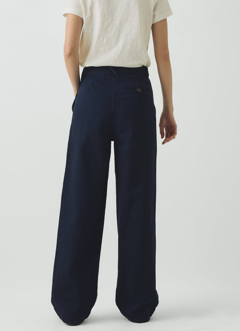Annie Japanese Indigo Denim Full Length Pants | Indigo