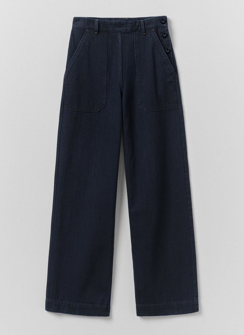 Annie Japanese Indigo Denim Full Length Pants | Indigo