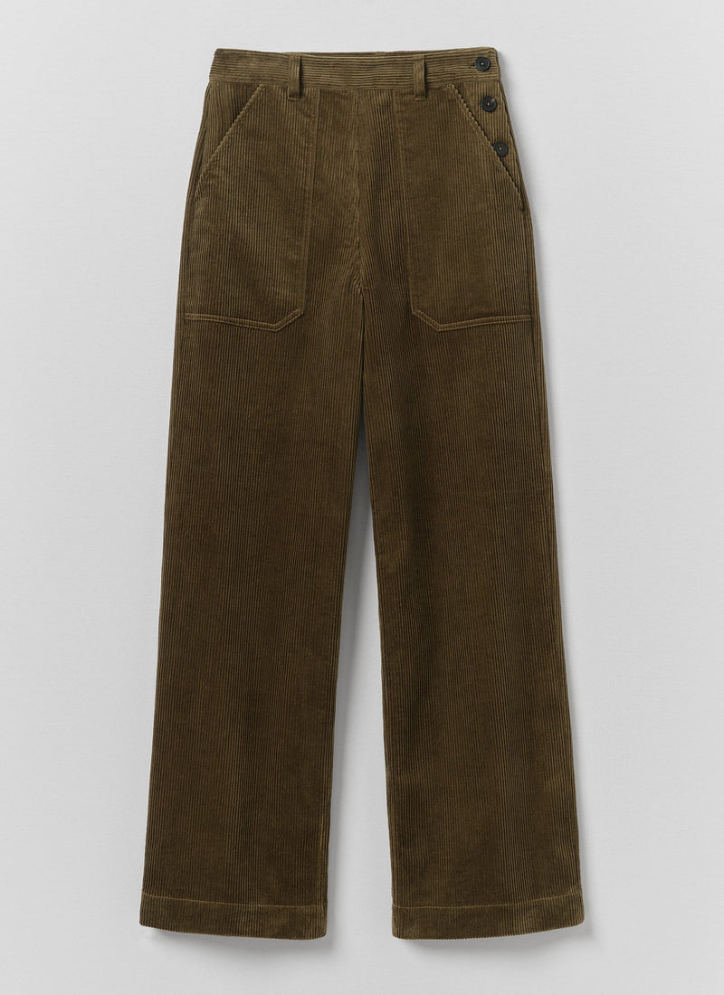 Annie Cord Full Length Pants | Bronze Green