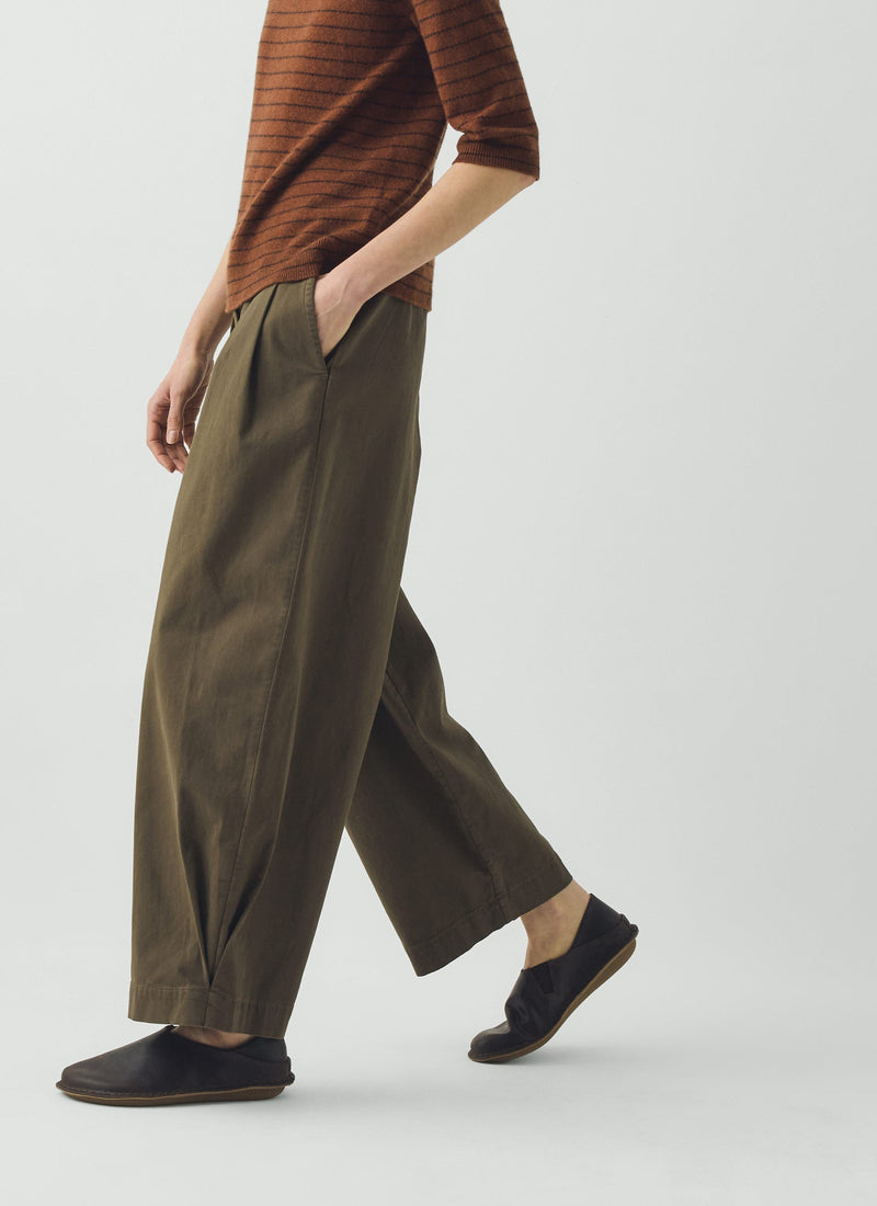 Carys Cotton Wide Leg Pants | Deep Khaki