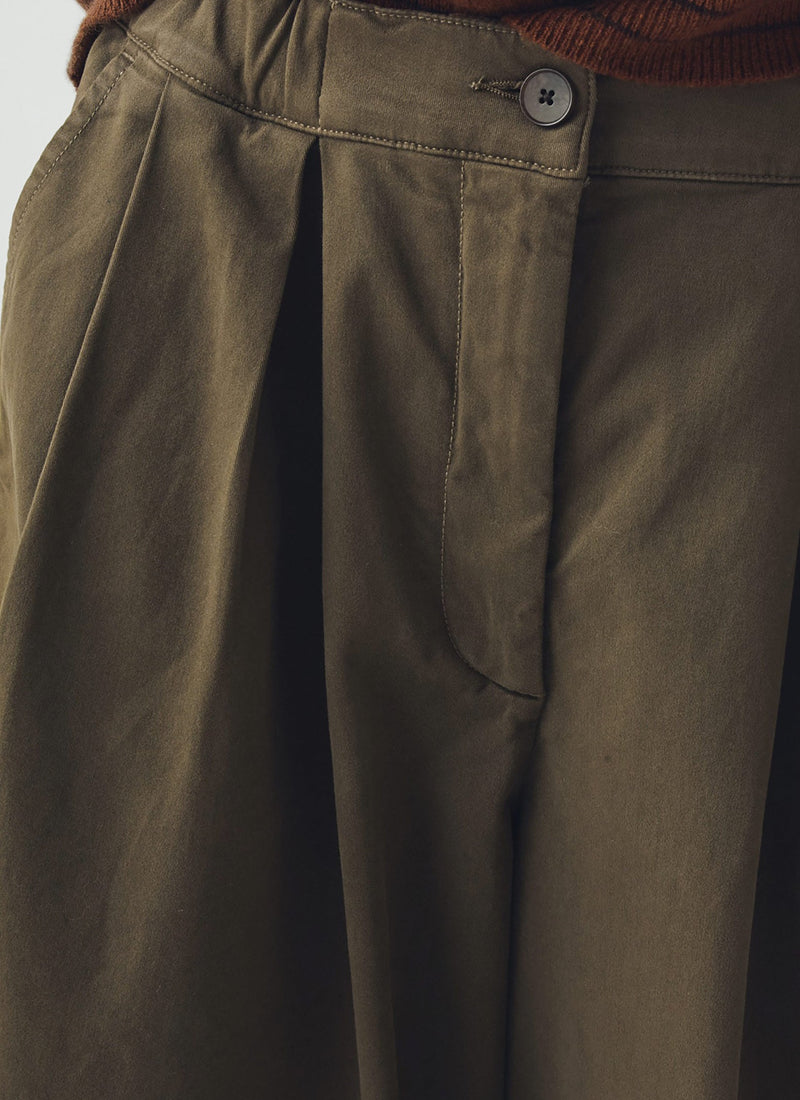 Carys Cotton Wide Leg Pants | Deep Khaki