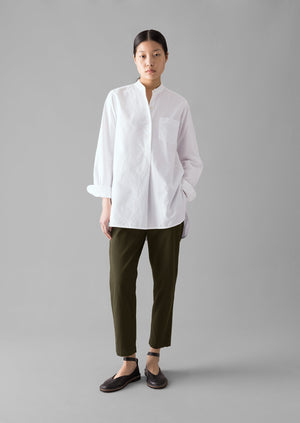 Taro Cotton Oxford Long Shirt | White