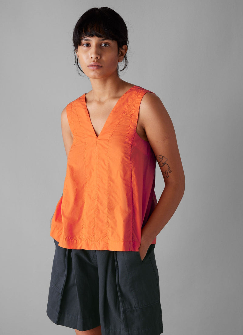 V-Neck Cotton Poplin Top | May Pole